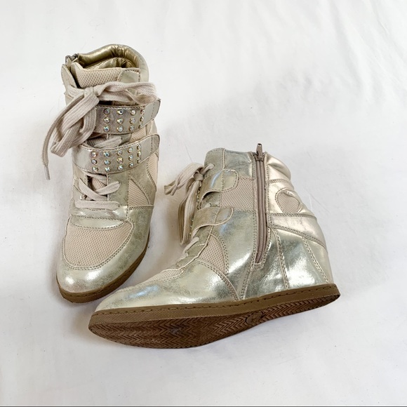 Steve Madden gold wedge sparkly sneaker - Picture 12 of 14
